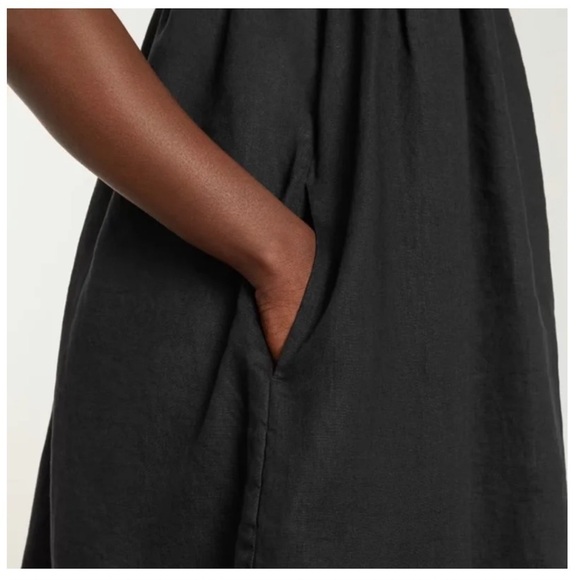 Everlane The Smocked Linen Shift Dress: Black NWT - Picture 3 of 16